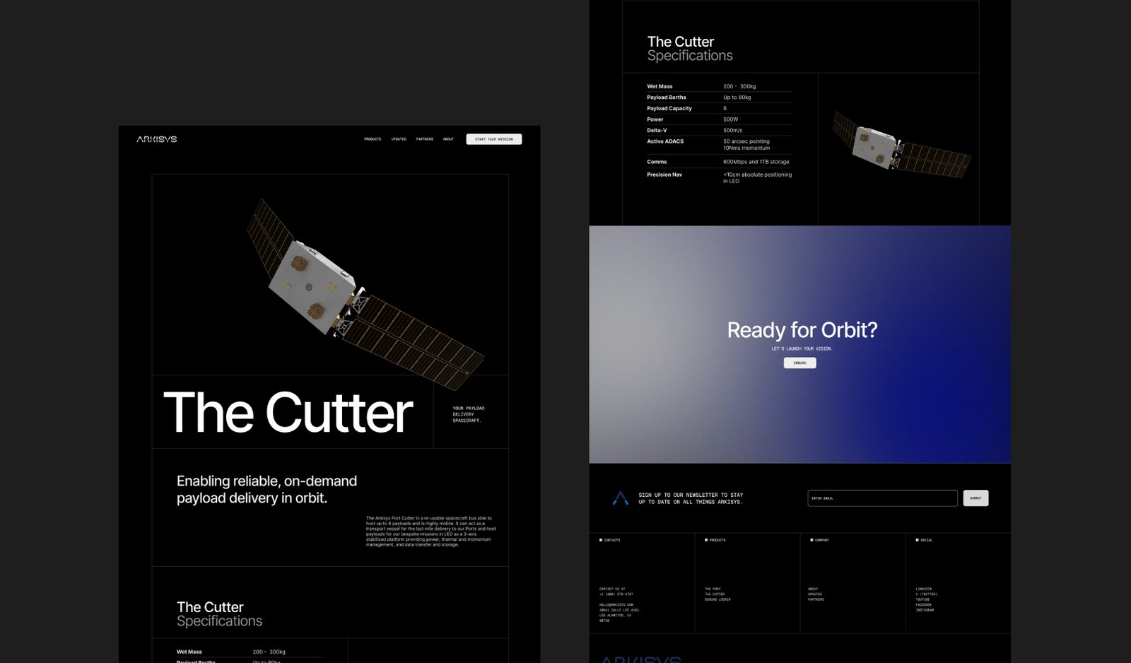Arkisys Cutter page showing the new design with a more visual layout and technical specifications