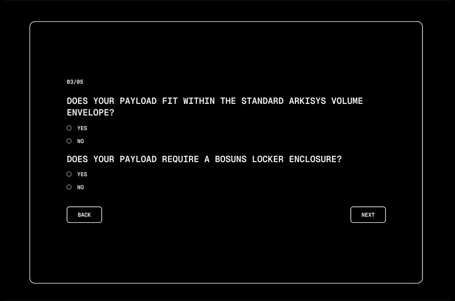 Yes/no input sample for the Arkisys mission booking system