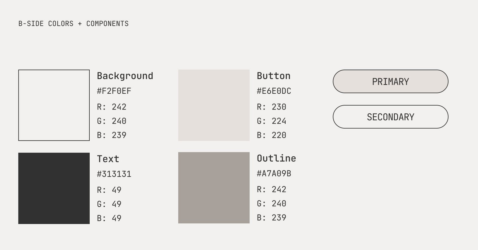 B-Side colors and components for visual identity