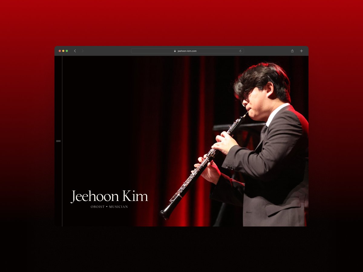 Jeehoon Kim classical musician website displayed on a browser window